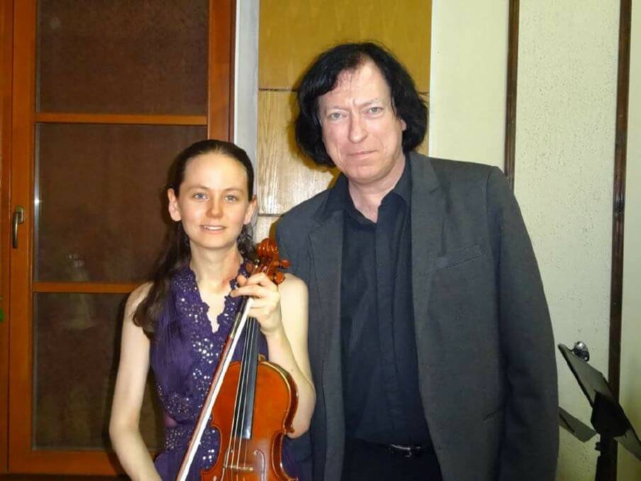 Linda Gilbert with her professor Maxim Viktorovitch Fedotov.