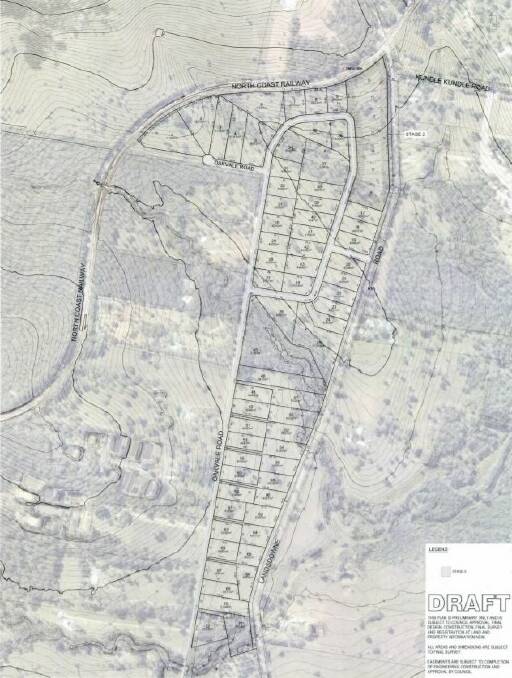 Development application: A draft plan of the proposed 73 large lot residential subdivision. Source: MidCoast Council website.