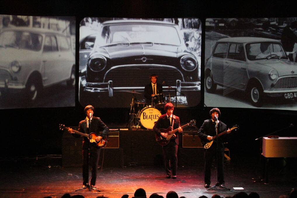 Tribute: The cast of Beatlemania Cameron Charters (as Paul McCartney), Zac Coombs (as John Lennon), Brent McMullen (as George Harrison) and Ben Harper (as Ringo) are headed to Taree.