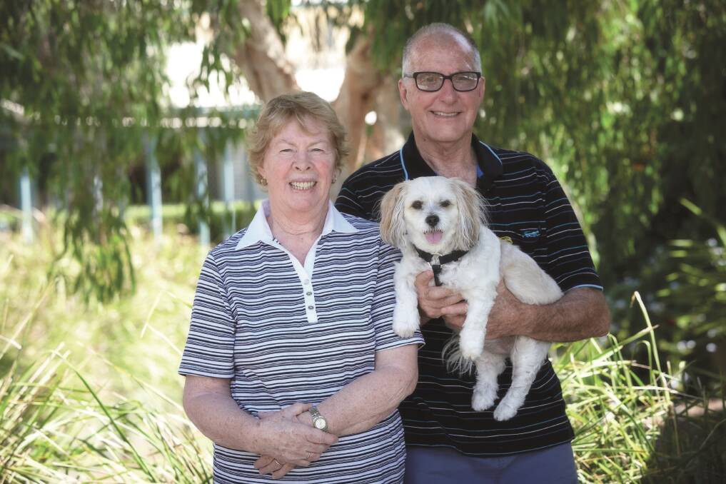 Garden Village residents Sid and Wendy Sargeant and dog Mishka are looking forward to Monday's fundraiser.