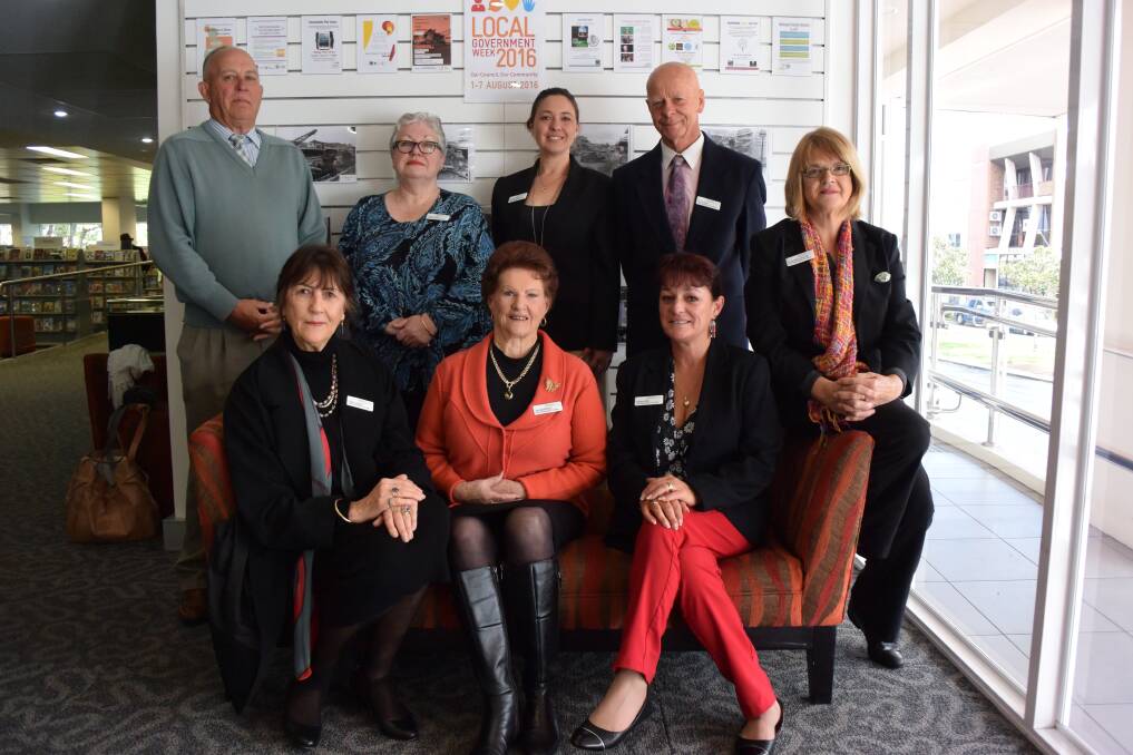 MidCoast Council administrator John Turner with members of the MidCoast Local Representative Committee (back) Robyn Jenkins, Katheryn Smith, David West, (front) Leigh Vaughan, Jan McWilliams, Kathryn Bell and Carol McCaskie..