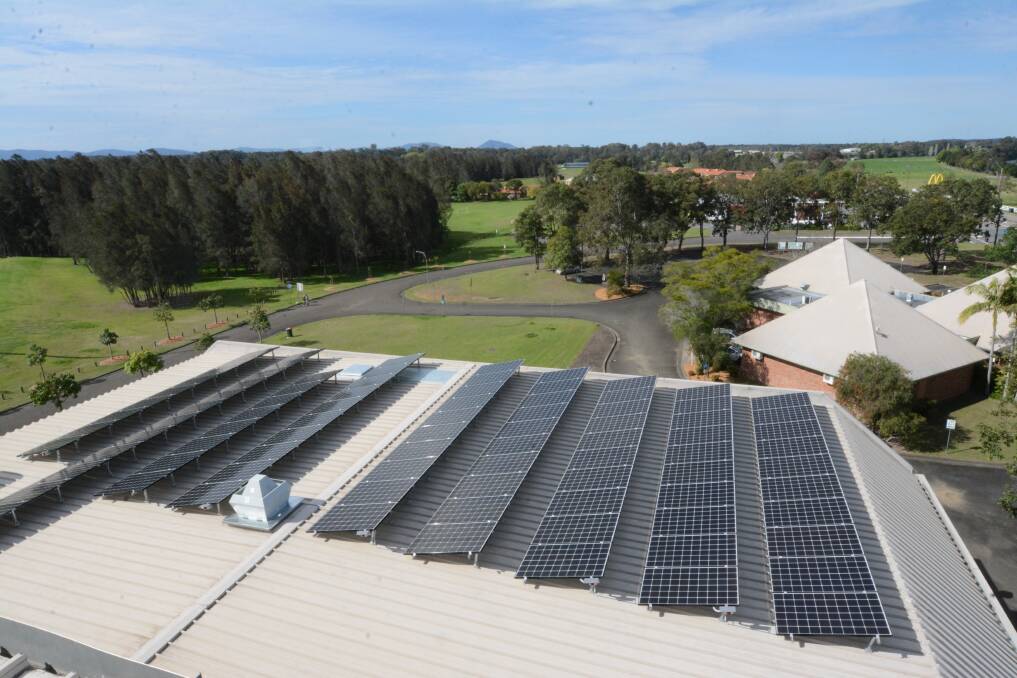 Energy from the sun: The 90-panel solar system on the roof of the Manning Entertainment Centre. Photo: Scott Calvin.