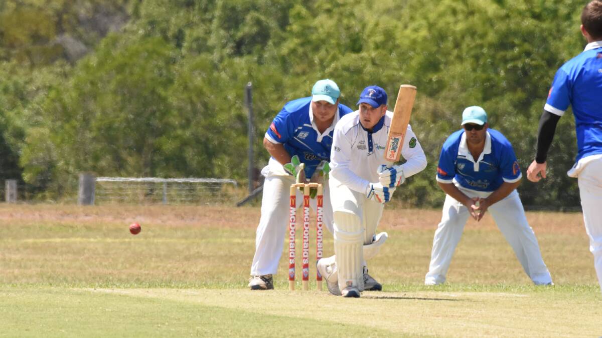 Wingham captain Ben Scowen batting in the clash against Taree West at Cedar Party Reserve. Wingham won the match.