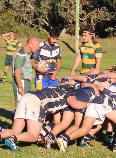 Ratz halfback Mikah Gibson prepares to feed a scrum for the Manning Ratz against Forster-Tuncurry at Tuncurry..