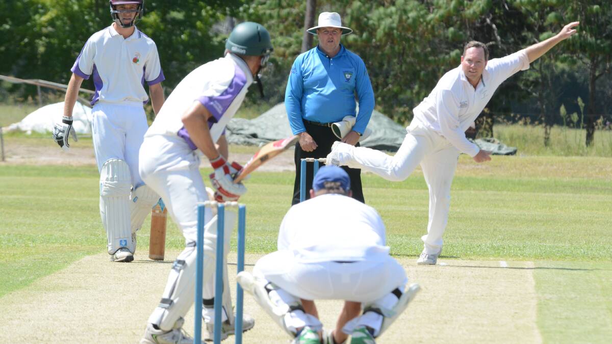 Wingham's Mick Stinson bowling against United in a Manning first grade game last season. Both clubs will play in the inaugural Mid North Coast Premier League in 2017/18.