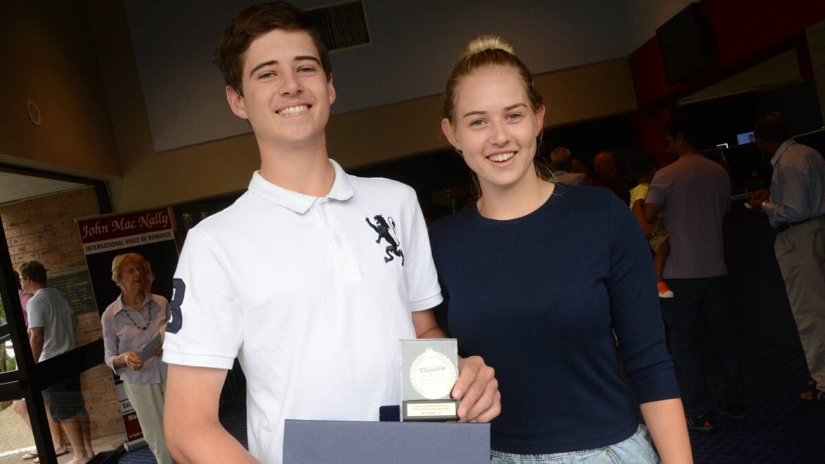 Maitlan Brown with younger brother Reid, who was named the Manning River Times-Ken McDonald Memorial Sportstar of the Year for 2016 at the Australia Day celebrations in Taree.