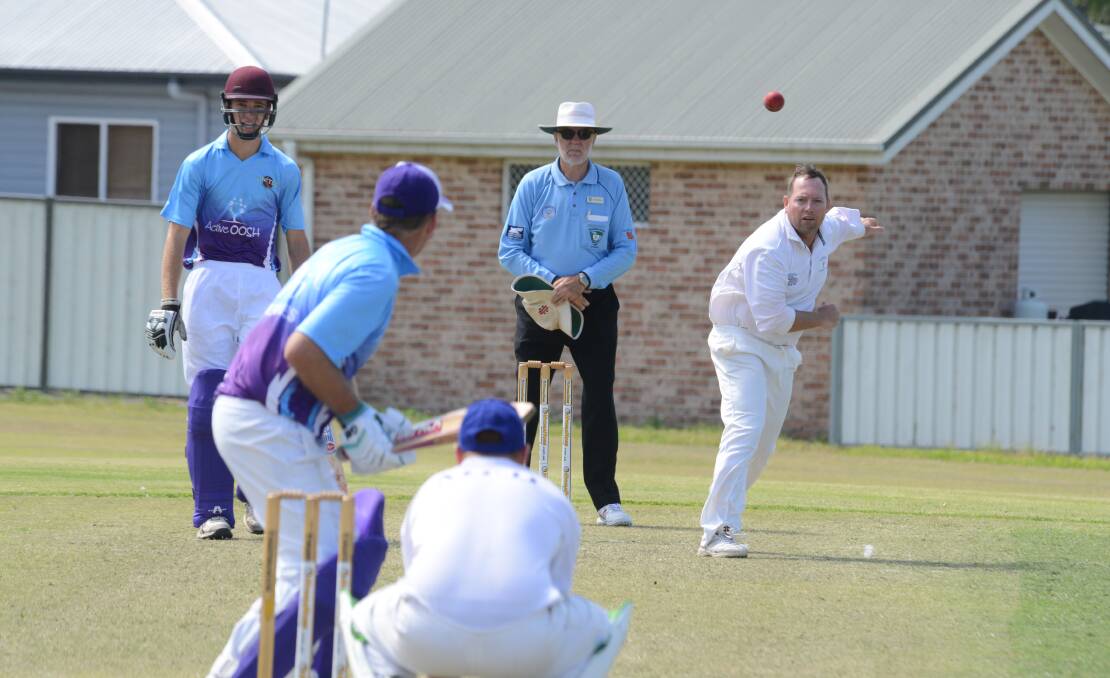 Wingham skipper Matt Essery bowling against United at Chatham Park. Wingham won the match to move to the lead in the first grade competition.