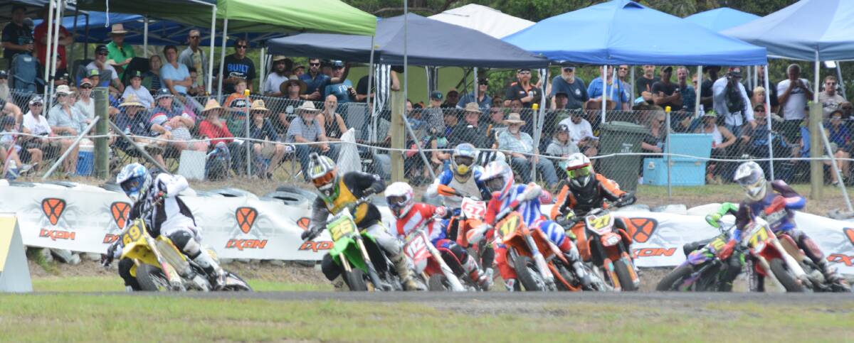 Action in last year's Troy Bayliss Classic. A sell out crowd will pack the Old Bar Roadside Circuit for the 2017 event to be held on Saturday January 21.