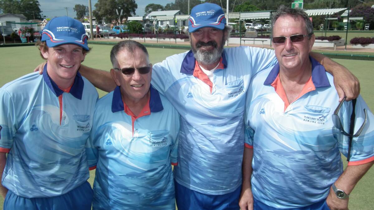 Zone champions: The Tuncurry Beach team of Lewis Williams, Rex Johnston, Steve Harris and Kevin Robinson after their win in the Zone 11 fours. They now head to the State finals.