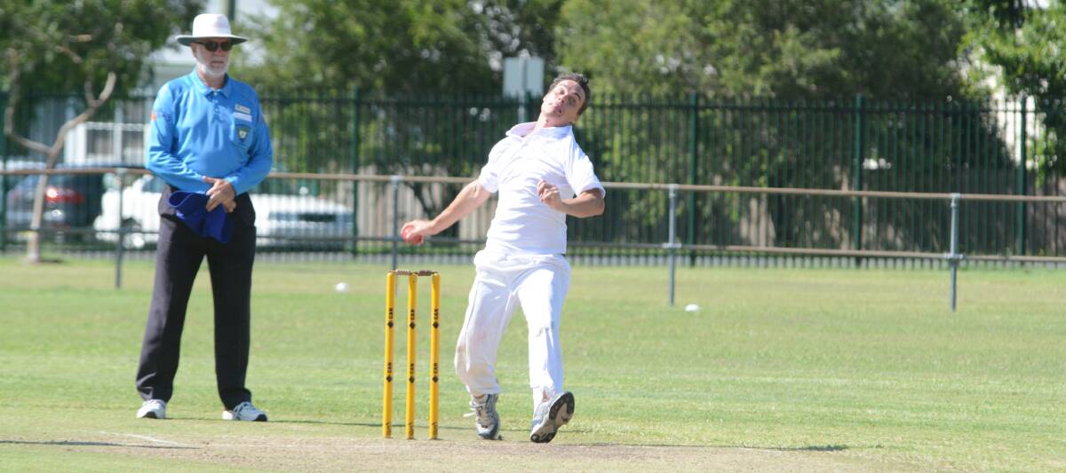 Josh Davis bowling for Wingham in a Manning first grade game last season. He hopes to return to Wingham's side for Saturday's top-of-the-table clash against United at Chatham Park.