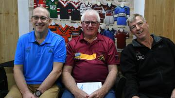 Group Three chief executive Mal Drury is flanked by On The Bench regulars Mick McDonald and Mal Drury.