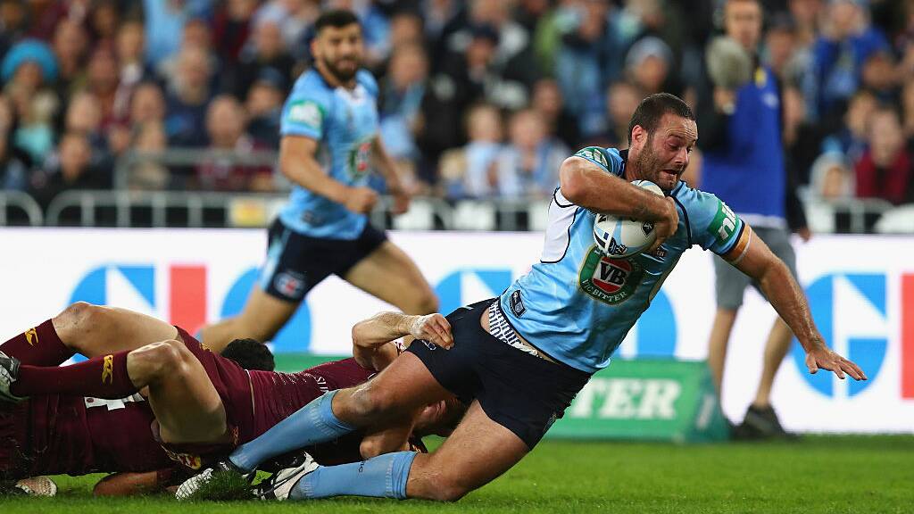  Boyd Cordner scores for NSW in game one of the State Of Origin 2016 series. He has been named NSW's captain for this year's series. (Photo by Ryan Pierse/Getty Images)