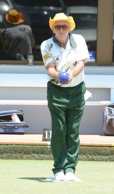 Jim Cherrett from Taree Leagues lines up his next delivery during the recent final of the Zone 11 triples championship at Forster Bowling Club.