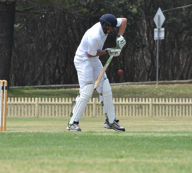Manning under 19 all-rounder Sam Whitbread playing defensively in the last round clash against Hastings. He starred with the ball in the final. Photo Ivan Sajko.