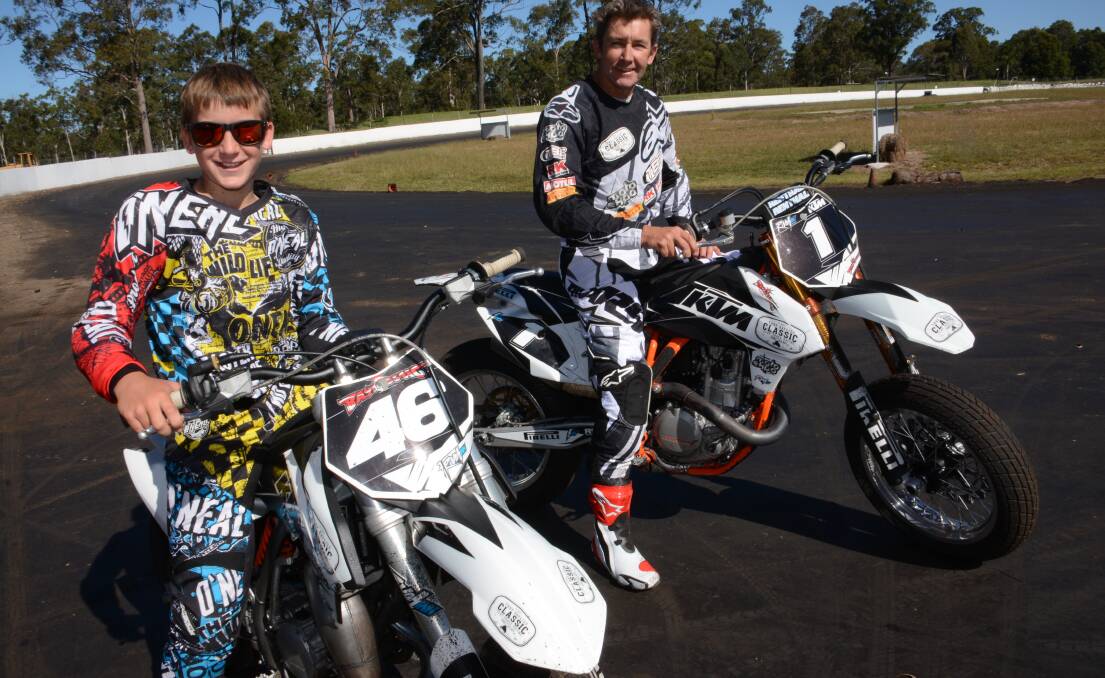Father-an-son: Oli and Troy Bayliss will represent Taree in the tri-series round against Kempsey and Gunnedah at the Old Bar Roadside Circuit on Saturday.