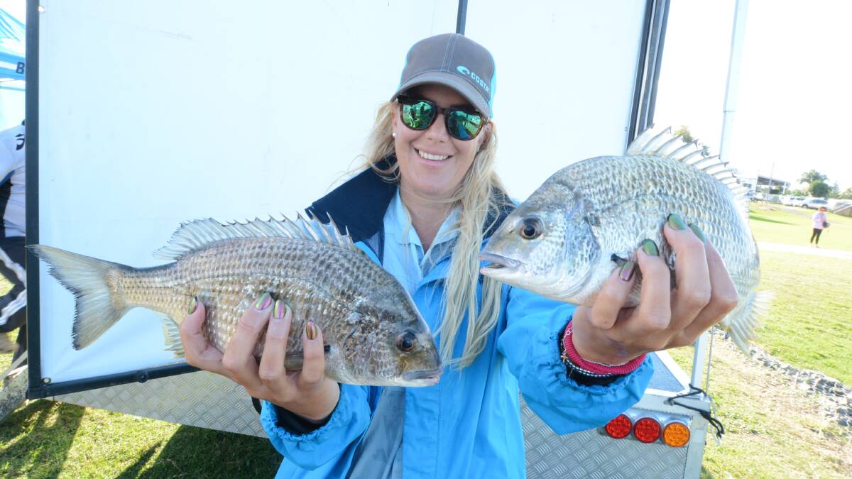 Tani Konsul with part of her catch from the recent bream tournament held on the Manning River. Ian Pereira reports that bream are biting from the lower parts of the estuary.