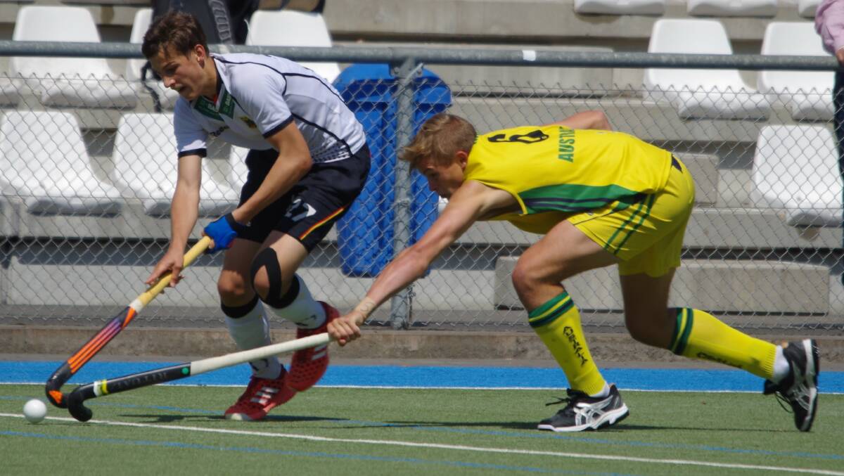 Wade Harry in action for the Australian All Schools under 16 team in Europe this year. He'll play for Chatham in tomorrow's Mid North Coast Premier League grand final against Tigers.