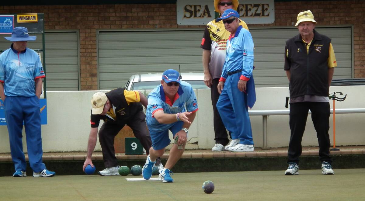 Marty Gosper from Tuncurry bowling in the national greenkeepers championships in Melbourne.