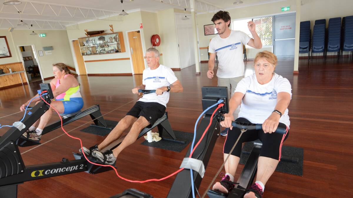 National indoor rowing championships co-ordinator Hugh McLeod conducts an indoor rowing class at the Manning River Rowing Club, the venue for this weekend's round.