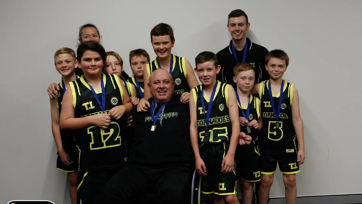 Taree 12 boys Northern Junior League finalists: Rory Clarke, Ephraim Wolferstan, Amalie Anderson (manager), Liam Walsh, Byron King, Steve Campbell (coach), Lachlan Prowse, Darcy Radburn, Jake Andrews, Latrelle Clarke, Liam Campbell (assistant coach)