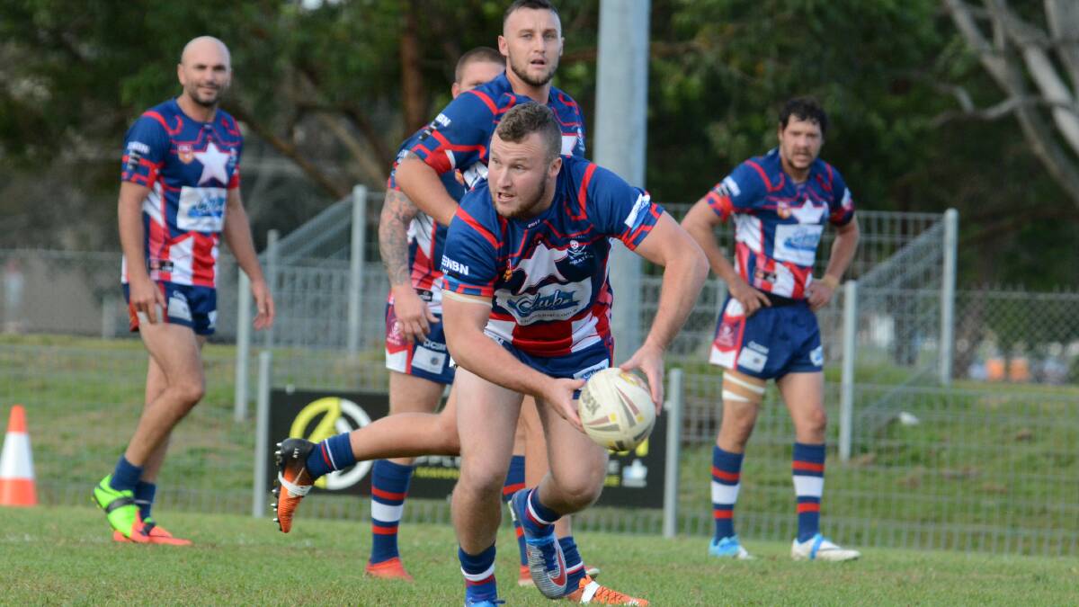 Old Bar utility player Corey Wheeler looks for support in the first round clash against Taree City. The sides meet again on Saturday at Old Bar.
