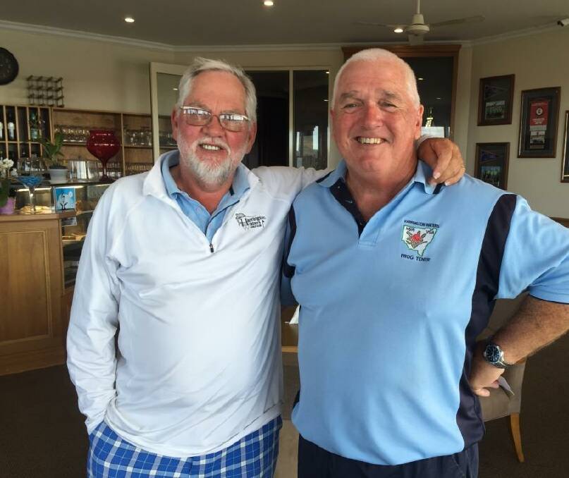  Harrington Waters Golf Club's veteran scratch winners Peter Budden  (division one) and Frog Tener (division two). Frank Lawrence is absent