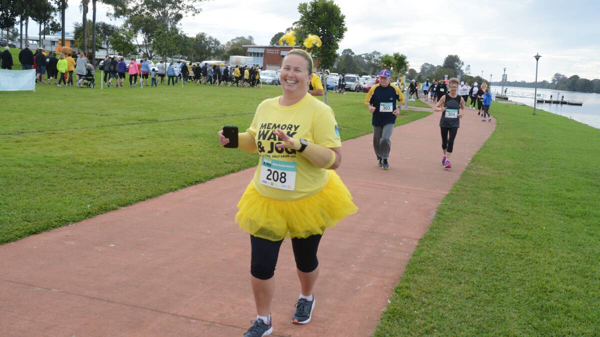 All smiles at the start of the Taree Memory Walk & Jog conducted along the Manning River Foreshore.