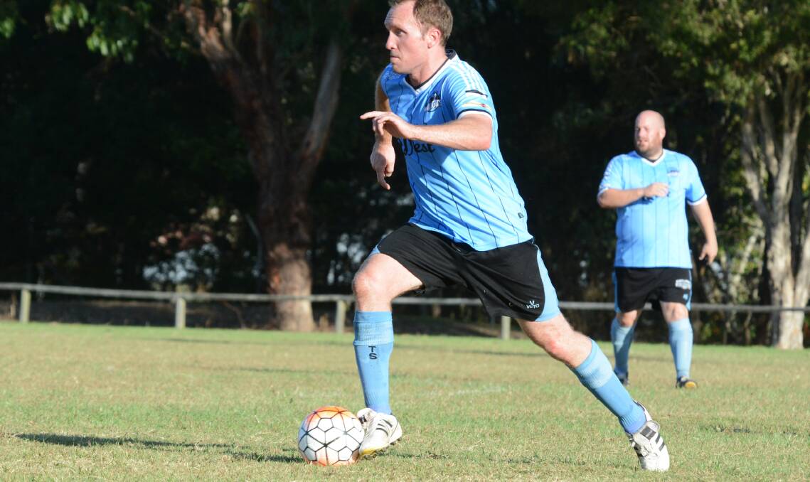 Wildcats stalwart Justin Atkins in action during a Football Mid North Coast Premier League clash last season. The Wildcats were semi-finalists in 2016 and are confident of a strong showing again this year.