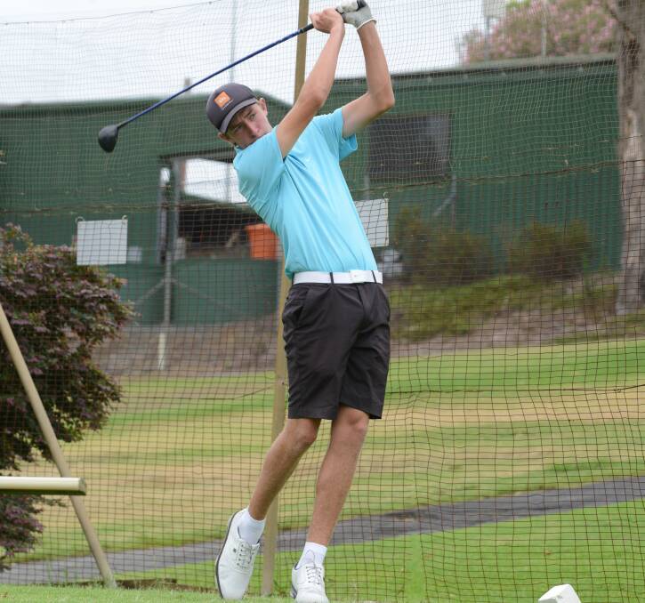 Ben Morgan hits off at the start of the Taree Junior Classic. He fired 71 to win the event.