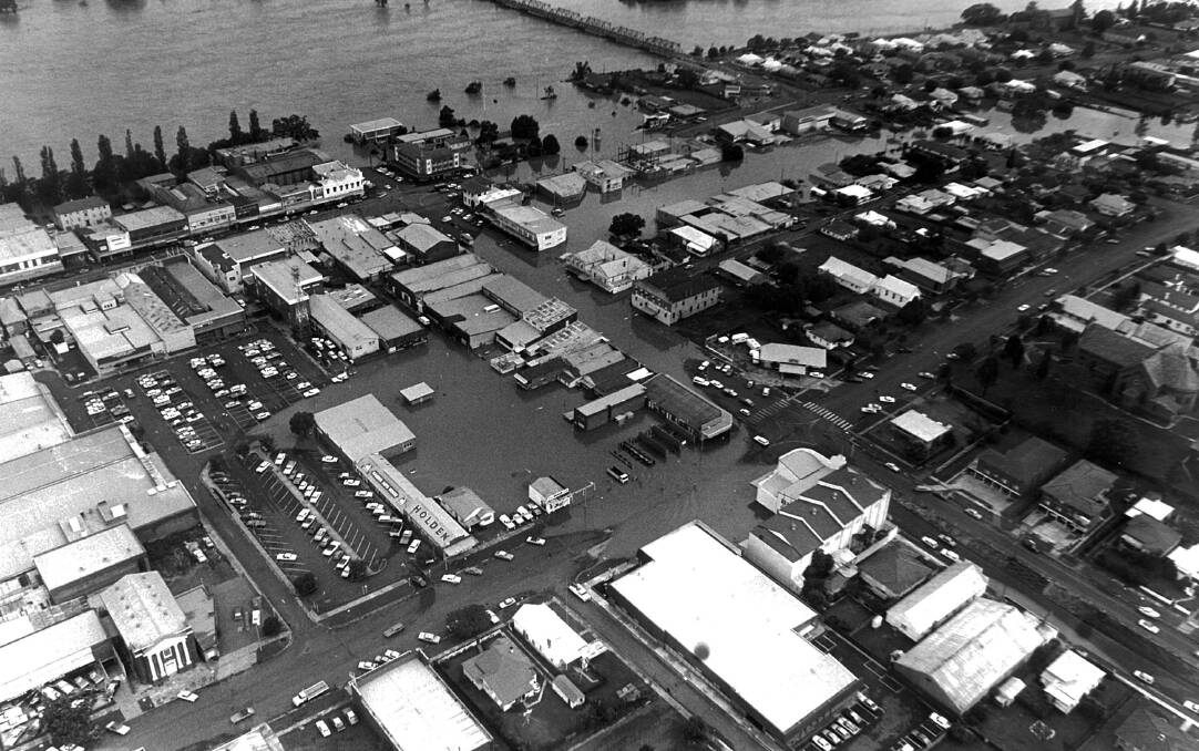 This photograph, supplied by MidCoast Council, shows the extent of flooding in the Taree CBD.