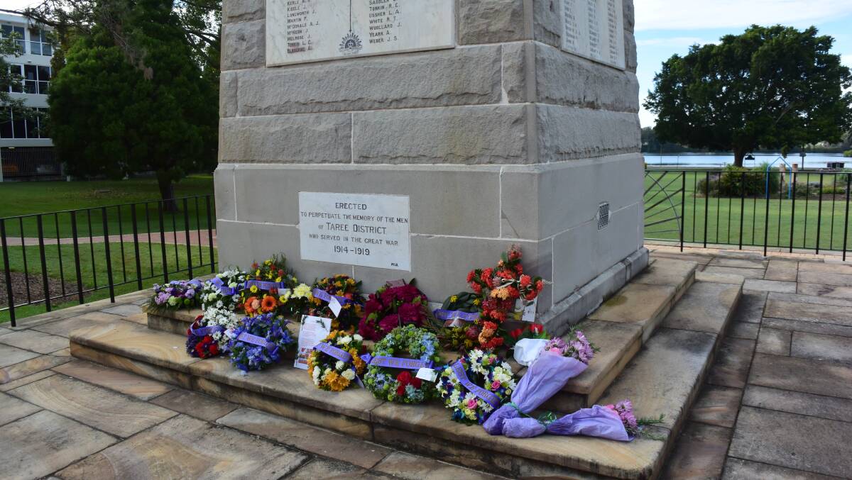 Wreaths laid at the Anzac Day dawn service at Taree.