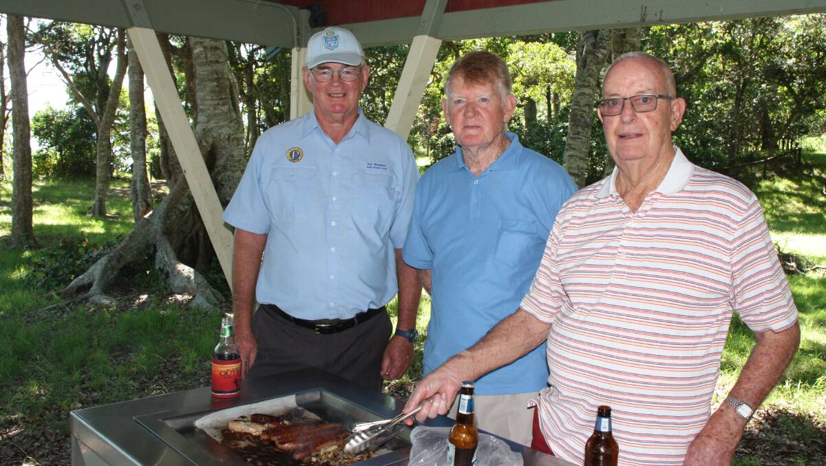 Welcome to new president: Don Sheather and Graham McMorrine assisting new president David Walker on barbecue duties at his recent Meet the President day.