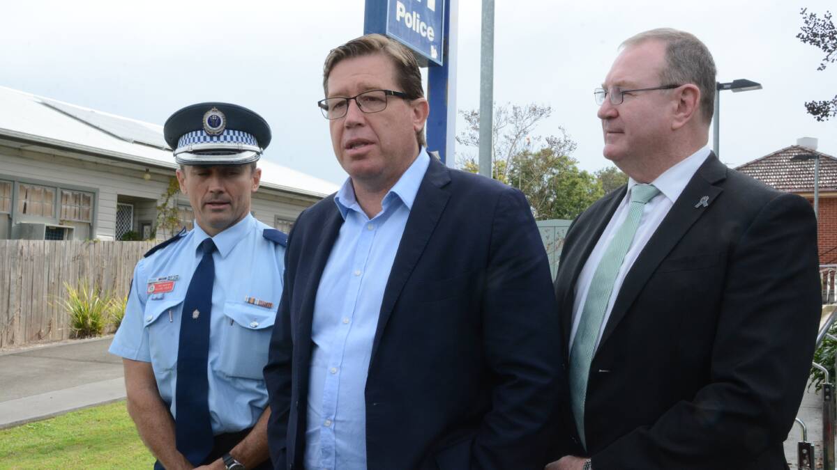 Moving ahead: NSW Police Minister Troy Grant said upgrades to Taree Police Station will be completed by 2020. He was in Taree prior to last week's budget to announce the funding. Photo: Scott Calvin.