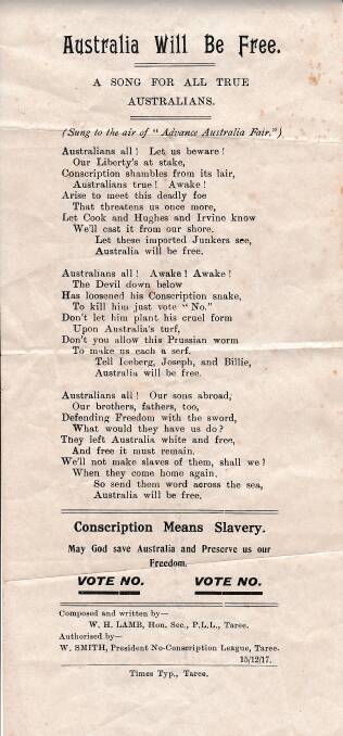 December 1917: Anti-conscription flyer circulated in the Manning