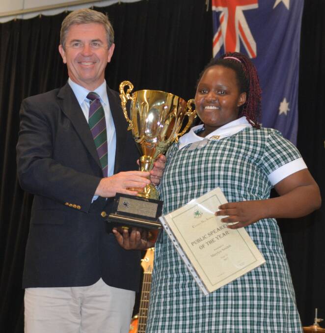 Marylyn Sendah was named the debater/public speaker of the year and received the 
Jenny Milne Memorial Award for a Year 11 English student at the Chatham High School awards. Member for Lyne, Dr David Gillespie presented the award.