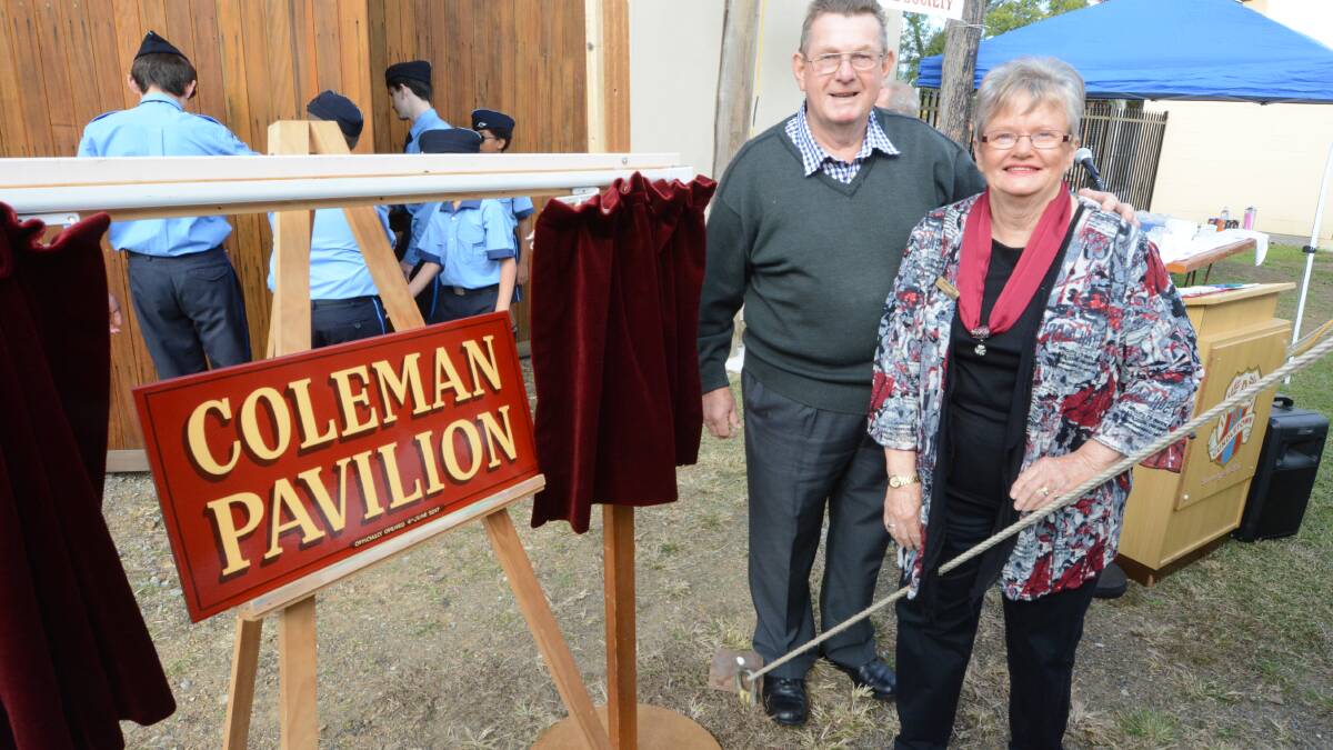 Margaret Love from the Cundletown and Lower Manning Historical Society with Bob Coleman at the official opening of the Coleman pavilion in June 2017. The pavilion houses the museum's larger exhibits.