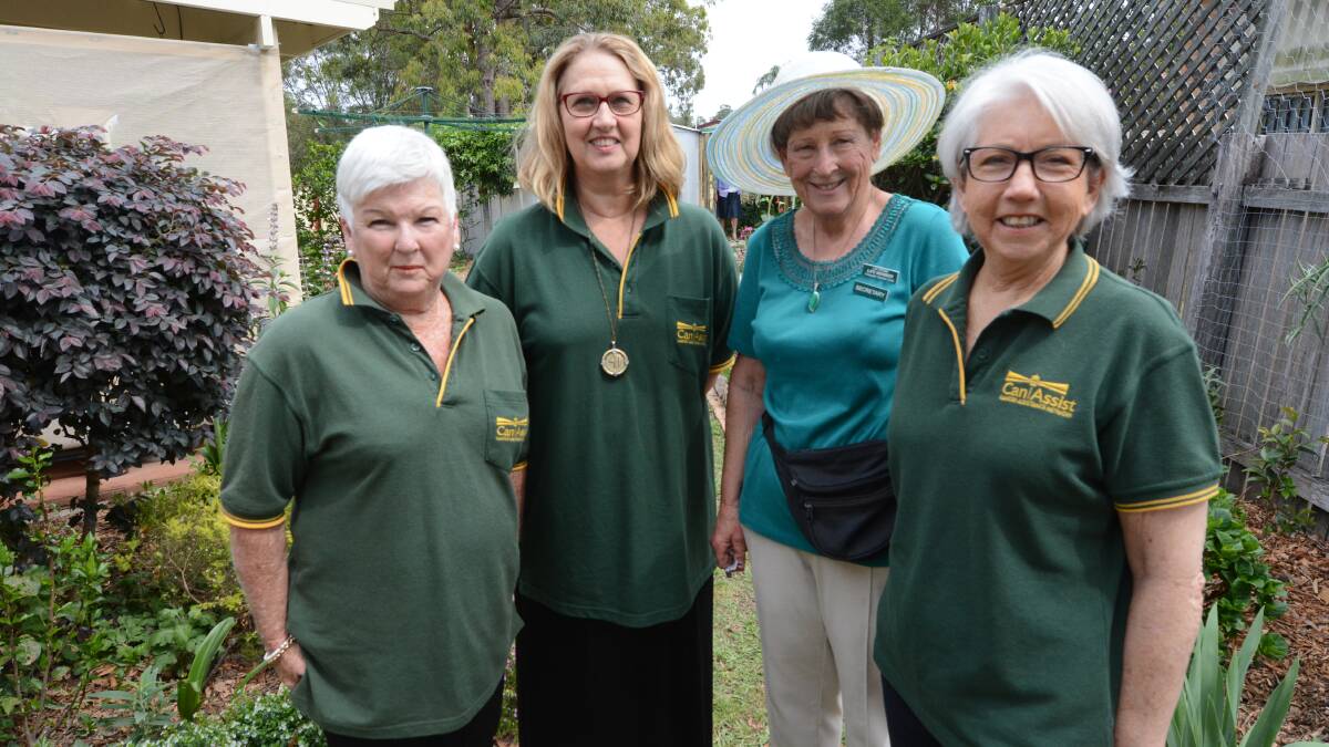 Host of the open garden, Liz Cross (third from left) with CanAssist Manning Valley volunteers Julie Harrison, Sharon Smyth and Bonita Lindfield.