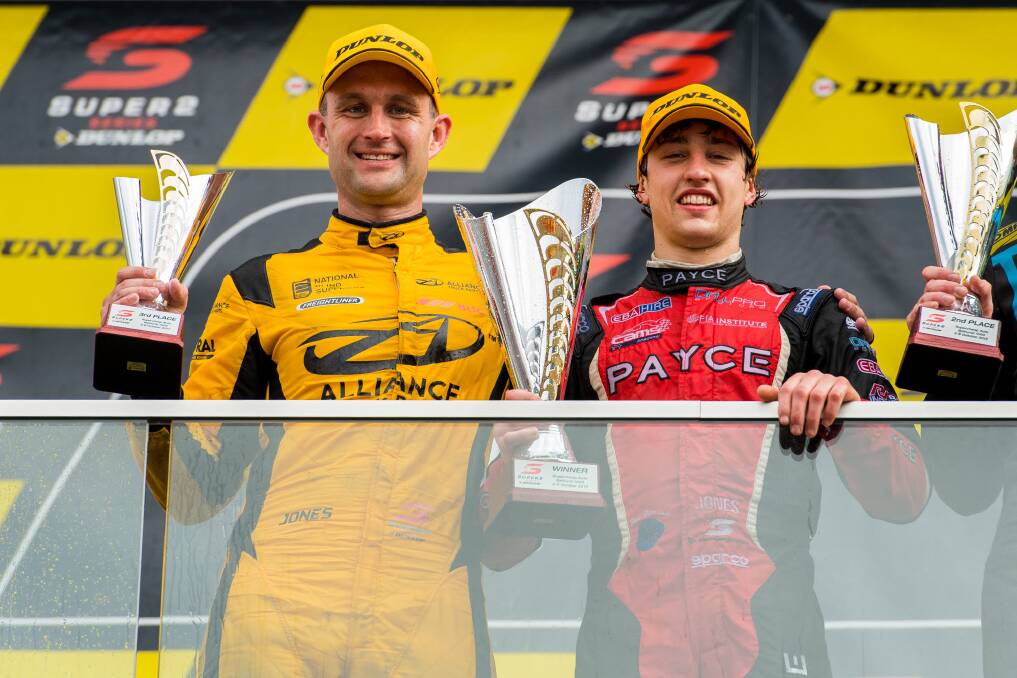 FAMILY AFFAIR: Andrew Jones (left) and his cousin Macauley Jones shared the podium at Mount Panorama on Saturday afternoon.