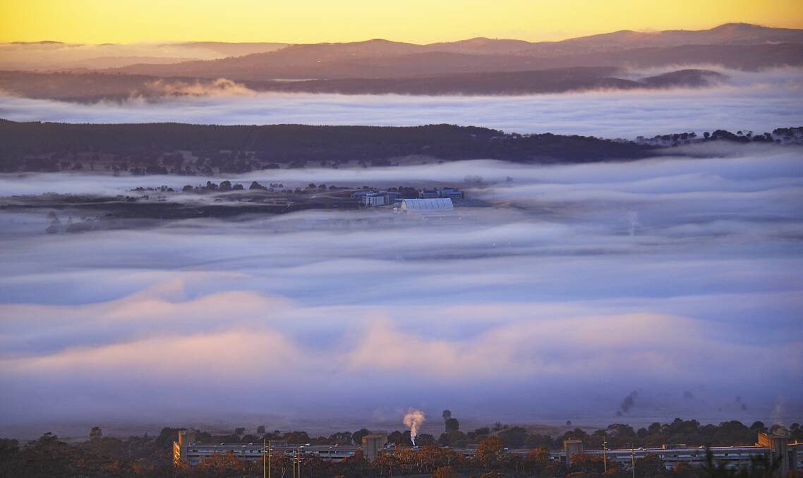 October 2017: Canberra in fog from Mount Ainslie, Australian Capital Territory taken 18 May 2013. Picture: Seenivasan Kumaravel
