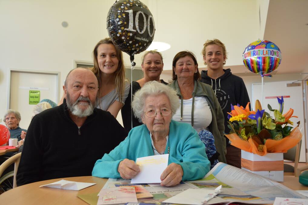 Celebration: Birthday girl, Winifred Edwards is joined by her son Gary Edwards, granddaughters Michelle Edwards and Joedeene Launders, daughter Coral Shoesmith and great grandson, Drew Launders. Photo: Anne Keen