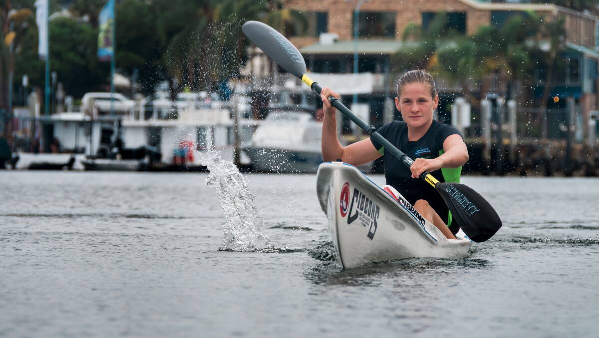 Talented: Port Macquarie teenager Paige Leishman will aim
for a top three finish in the ski paddle event at this weekend's
Country Championships at South West Rocks. Photo: Ivan Sajko