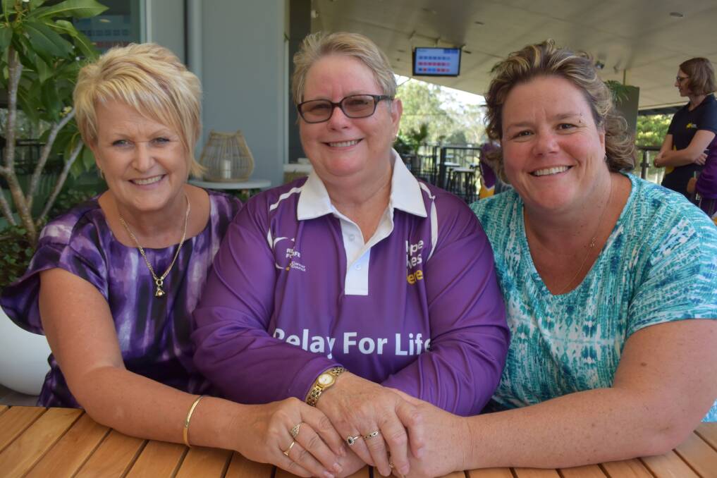 In this together: Gynette Elbourne, Christine Rowsell and Charmaine Donoghue will take part in this year's Manning Valley Relay for Life on April 1 and 2 at Club Taree. Photo: Laura Polson