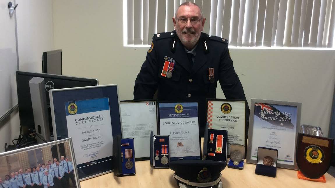 Greater Taree SES controller Garry Fajks has received many commendations and certificates for his efforts. He has been nominated for the National ‘Turtle’ Award which praises leaders who stick their necks out for the common good.  