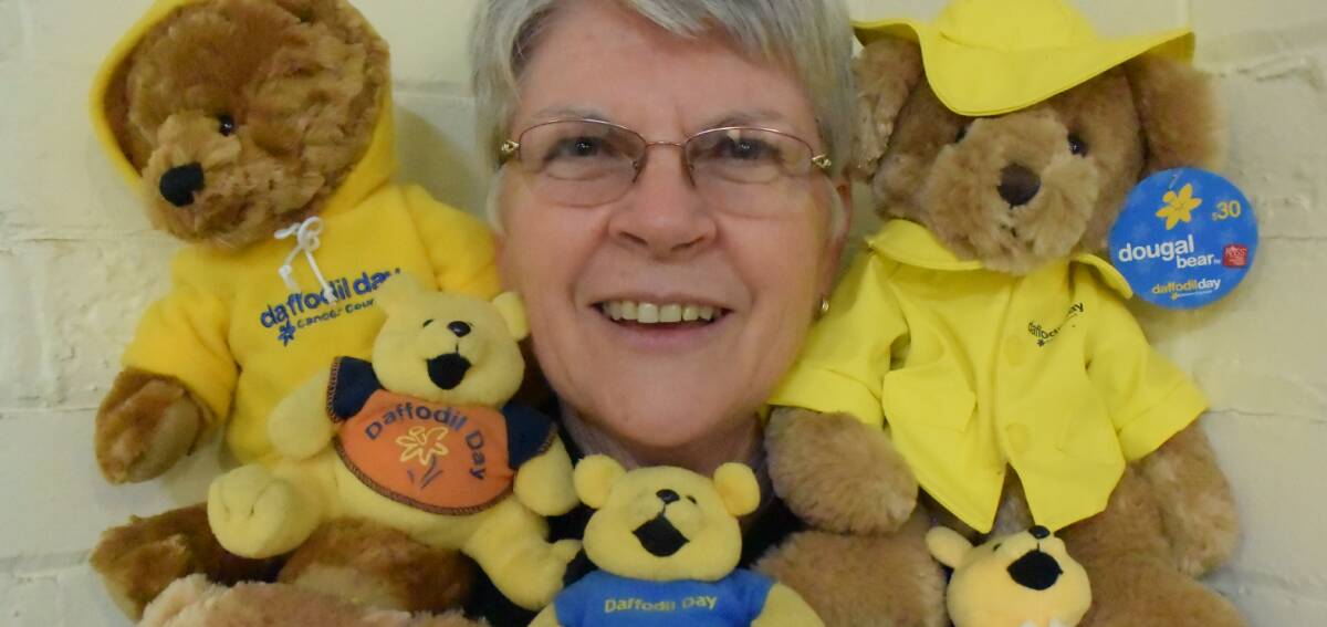 Dedicated: Janella Leotta, who has taken part in the Cancer Council's Daffodil Day for 28 years, has a huge collection of memorabilia from the day. Photo: Laura Polson. 