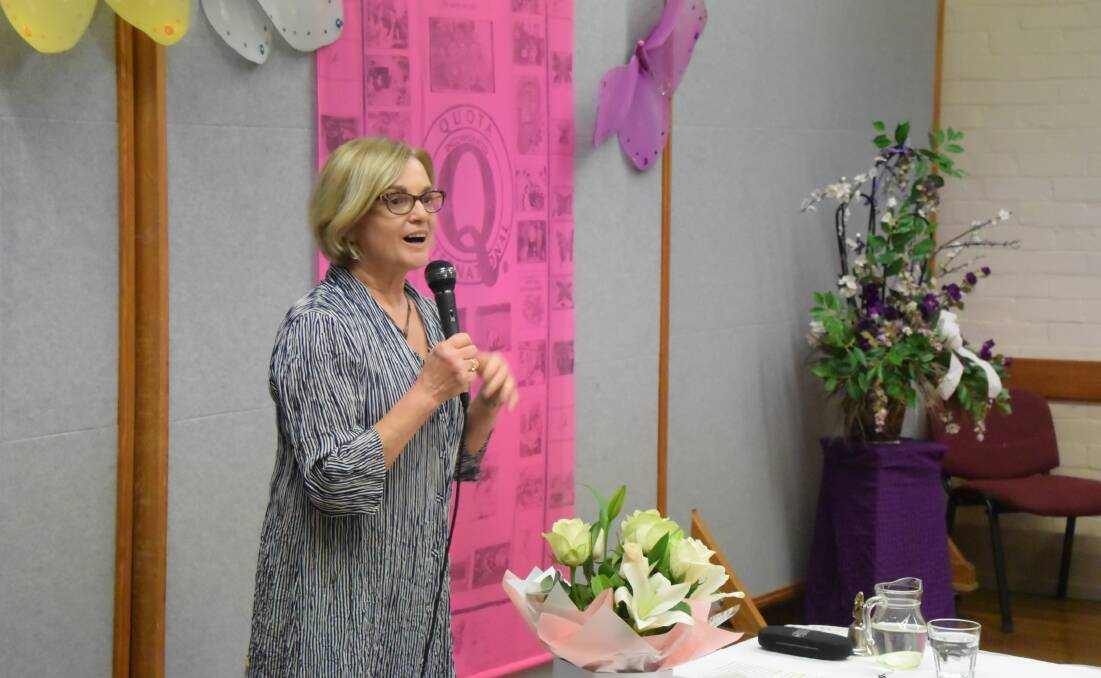 Fay Keegan speaking at Taree Quota's International Women's Day event. 