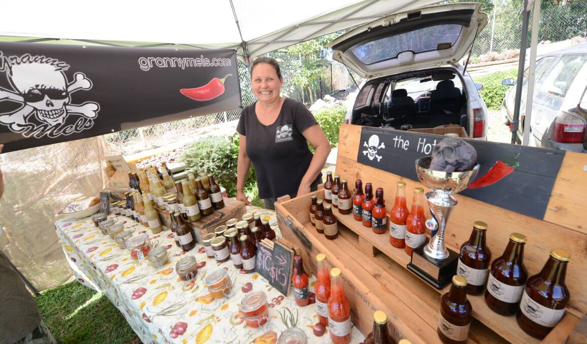 Scorcher: Melanie Barry with her stall at The Secret Weekly Farmers Market. Mel and Dan are determined to keep their award winning products - home-made and grown. 