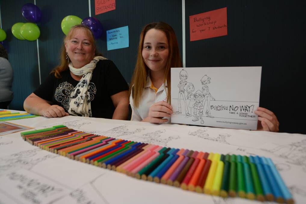 Mentor Ruth Sumpner and Taree High School student Olivia Carlile. Olivia delivered a workshop on bullying to year seven students. 