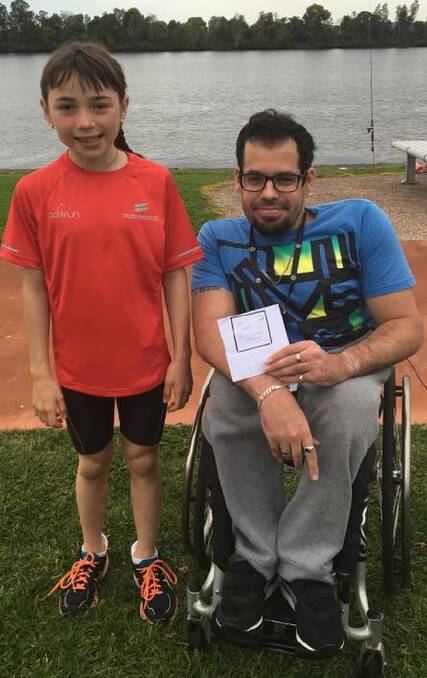 Parkrun community: Brooke Hosgood, 10, wanted fellow Taree parkrun regular Mat Earley to have her free entry into the Forster Running Festival. 