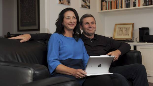 Gai Brodtmann, Member for Canberra and broadcaster husband, Chris Uhlmann, at their Yarralumla home. Photo: Graham Tidy