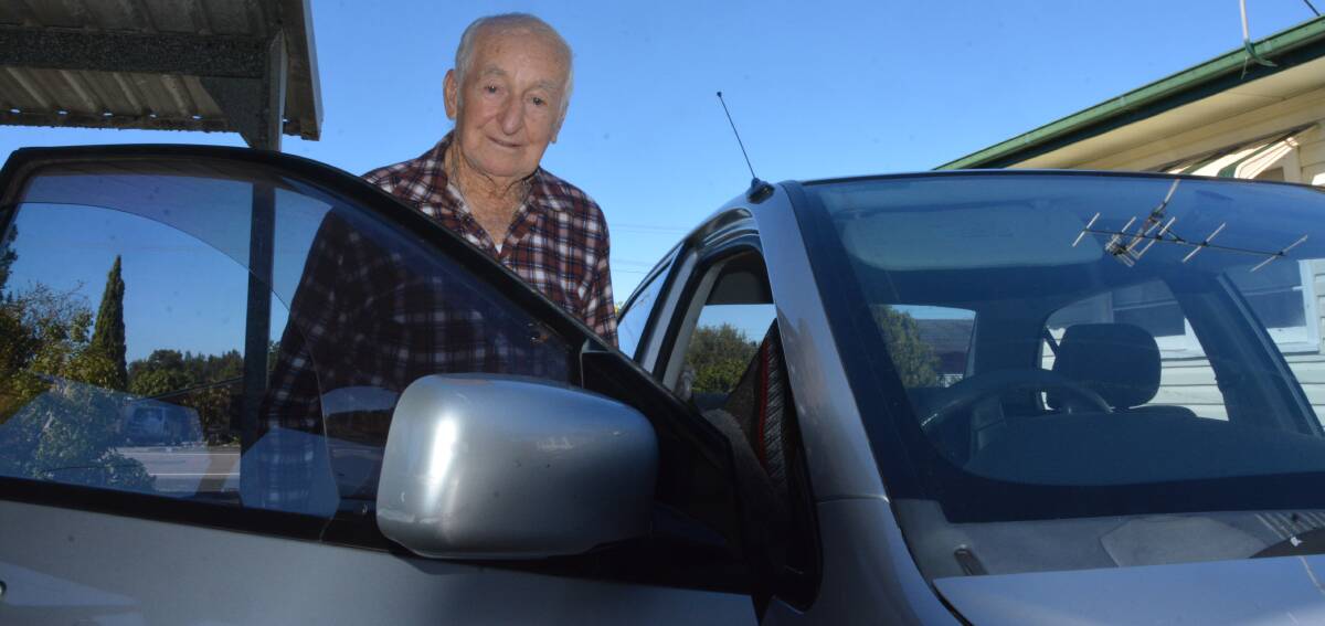 Still driving: George Weiley first got his licence more than 70 years ago. The 98-year-old had it renewed last week, just ahead of his 99th birthday. Photo: Lachlan Leeming 